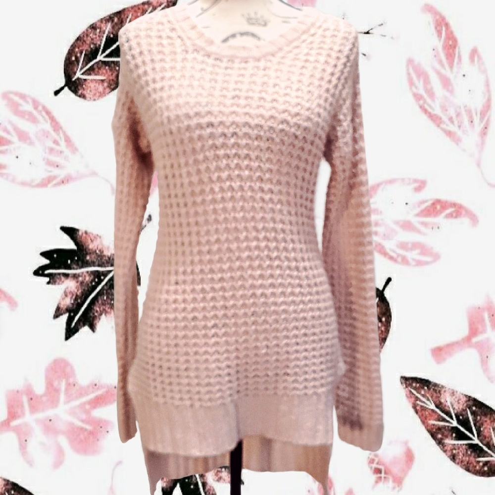 Cozy Pink Fuzzy Chunky Knit Tunic